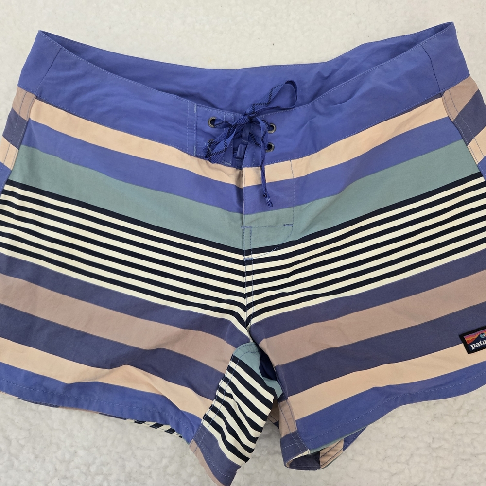 Patagonia Wavefarer Striped Multicolor Board Shorts Size 4